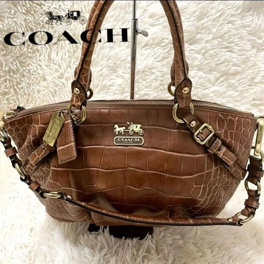 Coach Women's Brown and Gold Bag